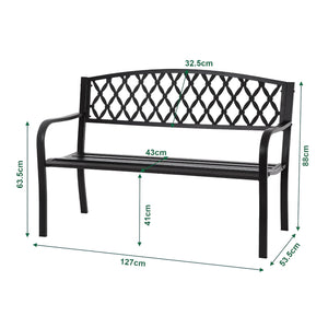 Banc de jardin Opsasar 127 x 53,5 x 88 cm acier casa.pro