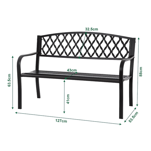 Banc de jardin Opsasar 127 x 53,5 x 88 cm acier casa.pro
