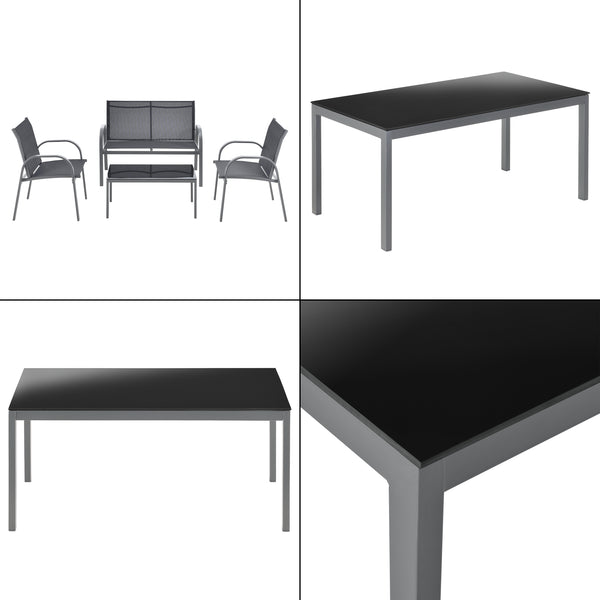 Salon de Jardin de 4 Meubles Gagra Extérieurs Acier PVC Polyester [en.casa]