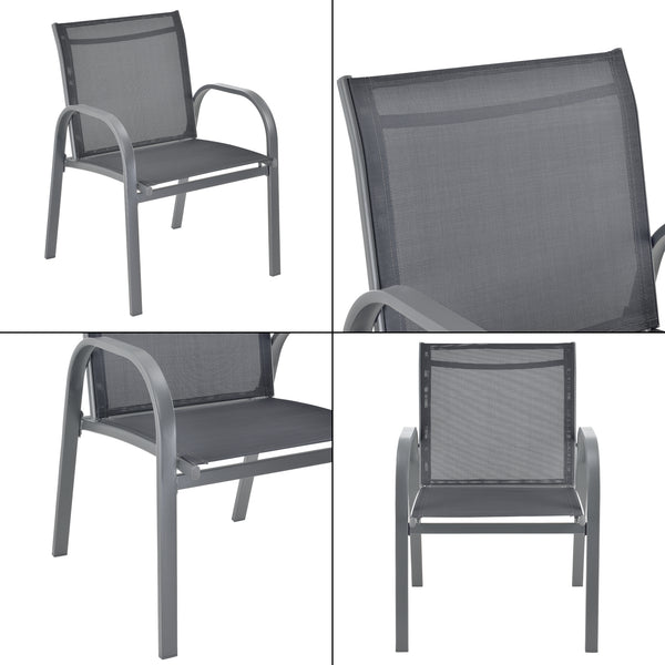 Salon de Jardin de 4 Meubles Gagra Extérieurs Acier PVC Polyester [en.casa]