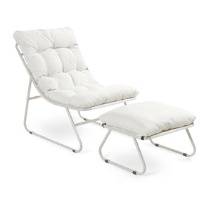 Set Malmö di 2 Mobili da Giardino Poltrona e Poggiapiedi con Cuscino casa.pro
