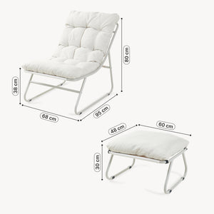 Set Malmö di 2 Mobili da Giardino Poltrona e Poggiapiedi con Cuscino casa.pro