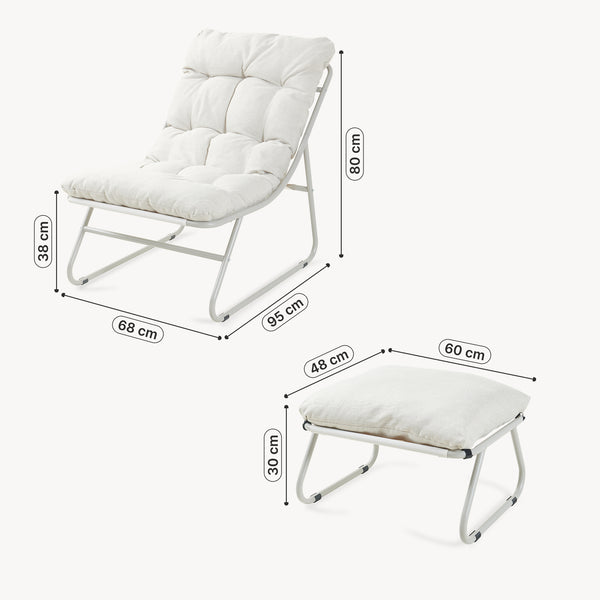 Set Malmö di 2 Mobili da Giardino Poltrona e Poggiapiedi con Cuscino casa.pro