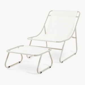 Set Malmö di 2 Mobili da Giardino Poltrona e Poggiapiedi con Cuscino casa.pro