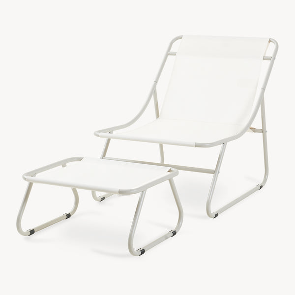 Set Malmö di 2 Mobili da Giardino Poltrona e Poggiapiedi con Cuscino casa.pro