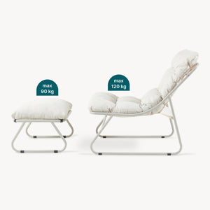 Set Malmö di 2 Mobili da Giardino Poltrona e Poggiapiedi con Cuscino casa.pro