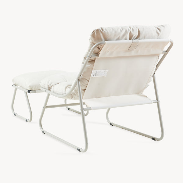 Set Malmö di 2 Mobili da Giardino Poltrona e Poggiapiedi con Cuscino casa.pro