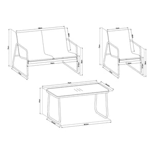 Ensemble de meubles de jardin 4 pièces Anzi acier casa.pro