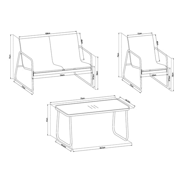 Ensemble de meubles de jardin 4 pièces Anzi acier casa.pro