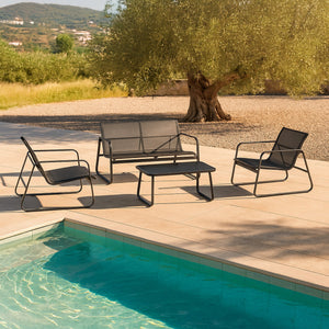 Salon de Jardin Palencia de 4 Meubles Acier PVC couleurs différentes [en.casa]