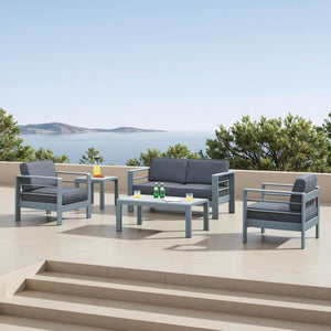 Salon de jardin 5 pièces Avise anthracite gris foncé casa.pro