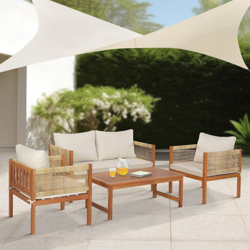 Ensemble de meubles de jardin Cannole 4 pièces bois d’acacia couleur bois [casa.pro] - premiumXL
