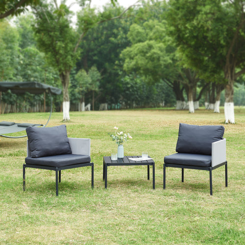 Salon de jardin Accettura 3 pièces aluminium gris [casa.pro] - premiumXL