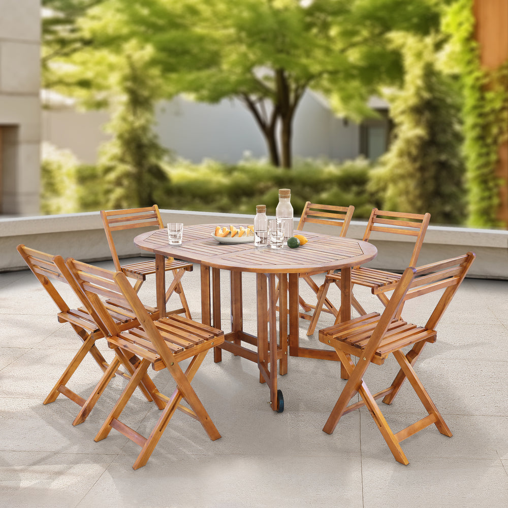Ensemble de meubles de jardin 7 pièces Acerenza bois d'acacia naturel Certifié FSC® [en.casa]