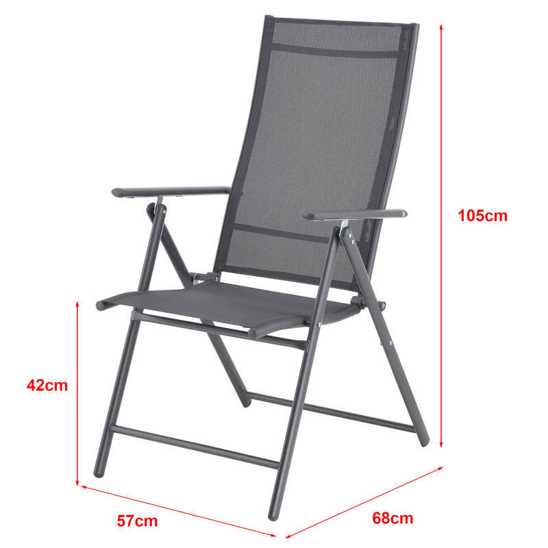 Croquis coté Lot de 2 chaises de jardin avec accoudoirs [en.casa]