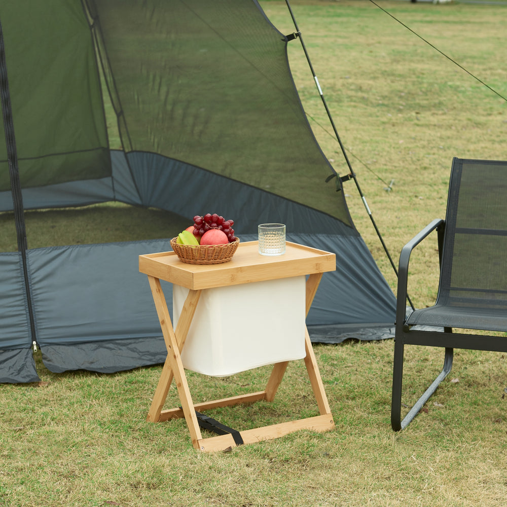 Tavolo da picnic Hattfjelldal 53x48x32cm bambù [en.casa] - premiumXL