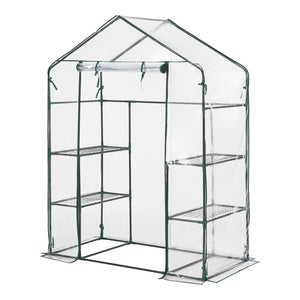Gewächshaus Hoorn mit Ablagen 140x73x195cm Transparent [en.casa] - premiumXL