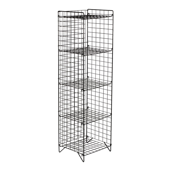 Scaffale in Metallo Reticolato 'Jægerspris' Scaffale Stretto con 3/4/5 Ripiani Rimovibili Mobile Espositore in Stile Industriale - Nero [en.casa] 