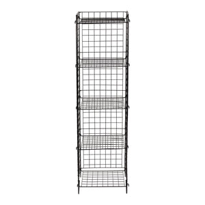 Scaffale in Metallo Reticolato 'Jægerspris' Scaffale Stretto con 3/4/5 Ripiani Rimovibili Mobile Espositore in Stile Industriale - Nero [en.casa] 