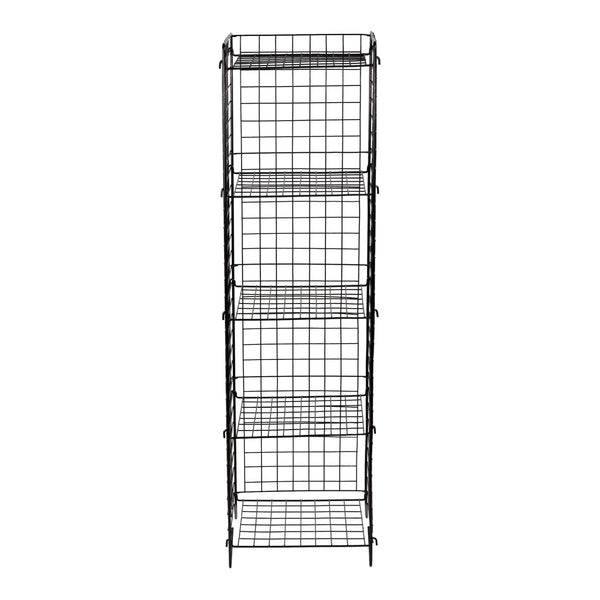 Scaffale in Metallo Reticolato 'Jægerspris' Scaffale Stretto con 3/4/5 Ripiani Rimovibili Mobile Espositore in Stile Industriale - Nero [en.casa] 