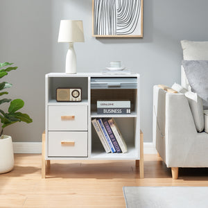 Commode Kvaefjord bambou gris blanc [en.casa] 