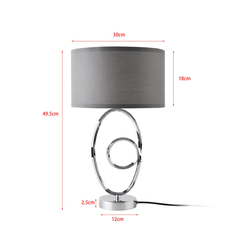 Croquis coté Lampe de table Torquay E14 métal polyester chrome gris lux.pro