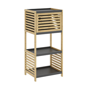 Scaffale da Bagno Kydesby in Bambù con Ripiani Aperti e Scomparto ad Anta [en.casa]