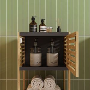 Scaffale da Bagno Kydesby in Bambù con Ripiani Aperti e Scomparto ad Anta [en.casa]