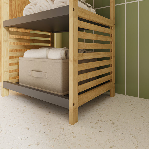 Scaffale da Bagno Kydesby in Bambù con Ripiani Aperti e Scomparto ad Anta [en.casa]