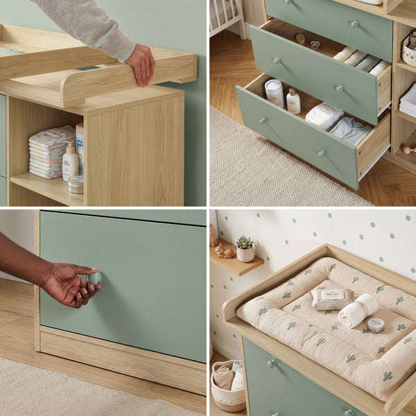 Cassettiera Beldinupp con Piano Fasciatoio Rimovibile 93 x 110 x 55 cm - Vari Colori [en.casa]