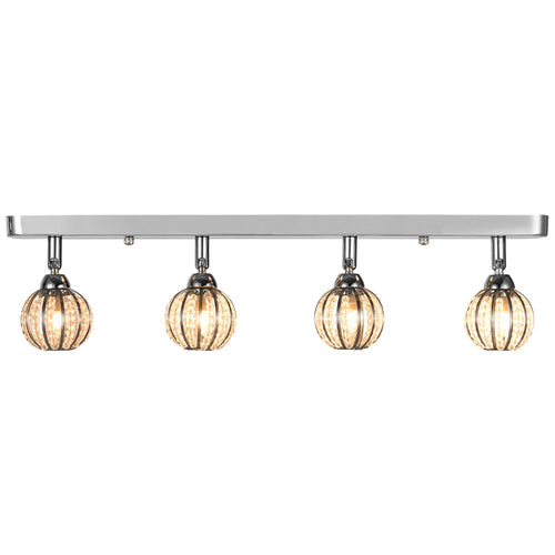 [lux.pro] Lampada da soffitto Diametro: 49cm 4 attacchi G9 con 4 sfere di cristalli artificiali Moderna lampada da soffitto Lampada d'effetto