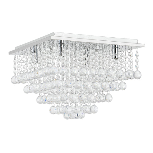 Plafonnier en cristal [38x38cm] Lampe de plafond Lustre Lampe de chambre Chrome [lux.pro] - premiumXL
