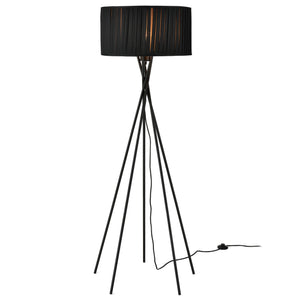 Lampada da Terra 'Black Mikado' Alta 155 cm Piantana a 5 Piedi con Paralume Cilindrico in Tessuto Decorativo Nero - lux.pro