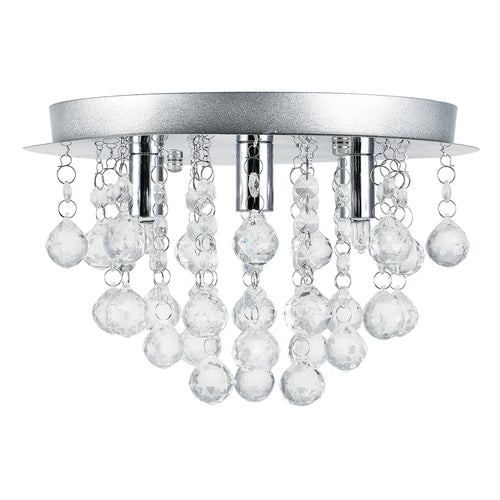 Plafonnier Trio 3x G9 avec cristaux artificiels Ø28x20 cm couleur chrome/argenté - premiumXL