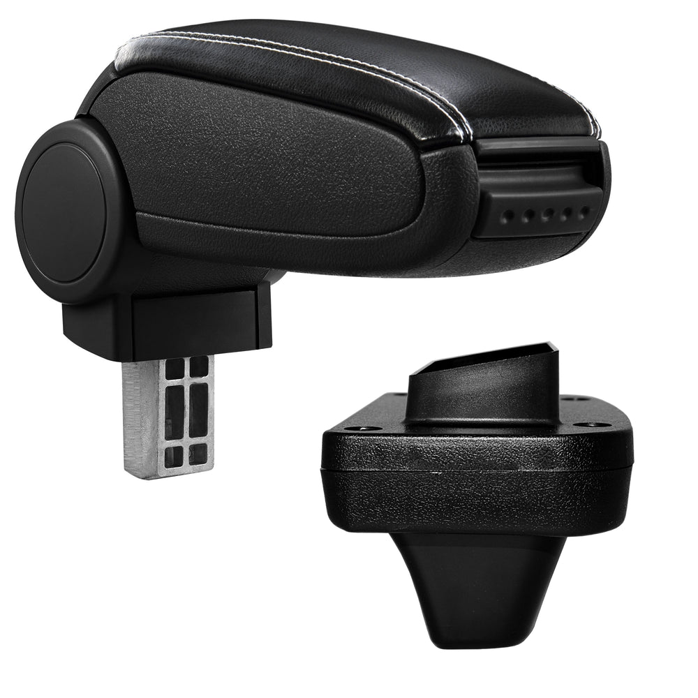 Accoudoir central sur mesure pour Opel Astra K, couvercle en similicuir et tissu noir avec surpiqûres colorées [pro.tec] - premiumXL