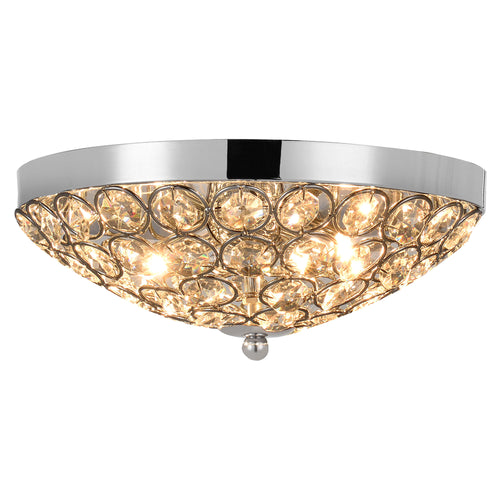 Plafonnier Design avec Cristaux Synthétiques 2 x G9 28W en Aluminium Chromé Diamètre 30 cm Chrome [lux.pro]