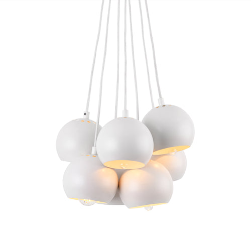  Suspension décorative avec 7 abat-jours reglables - E14 - blanc [lux.pro]