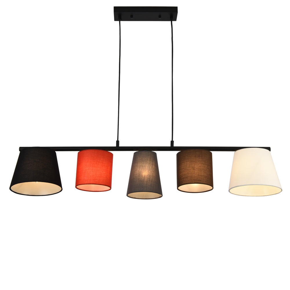 Lampada a sospensione Mysen 5 luci tessuto nero lux.pro - premiumXL