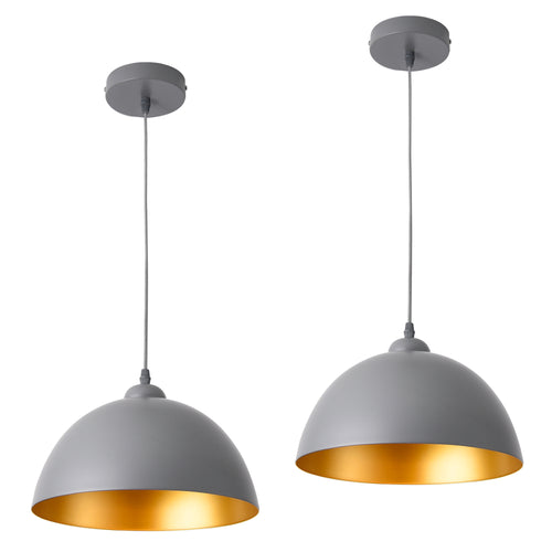 2er - Set Hängeleuchte Toulon Metall Grau - Gold lux.pro - premiumXL