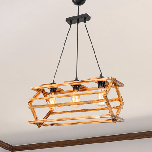 Suspension Kettering bois massif E27 noir / naturel [lux.pro]