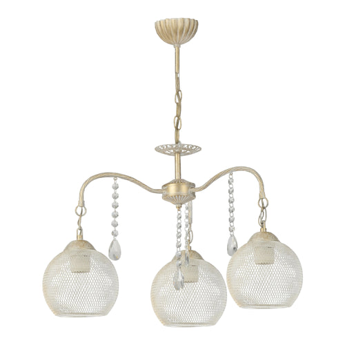 Lampadario 'Randalstown' a Bracci con Pendenti in Cristalli Artificiali - Lampada da Soffitto con Paralumi a Forma di Globo - Vari Colori - lux.pro
