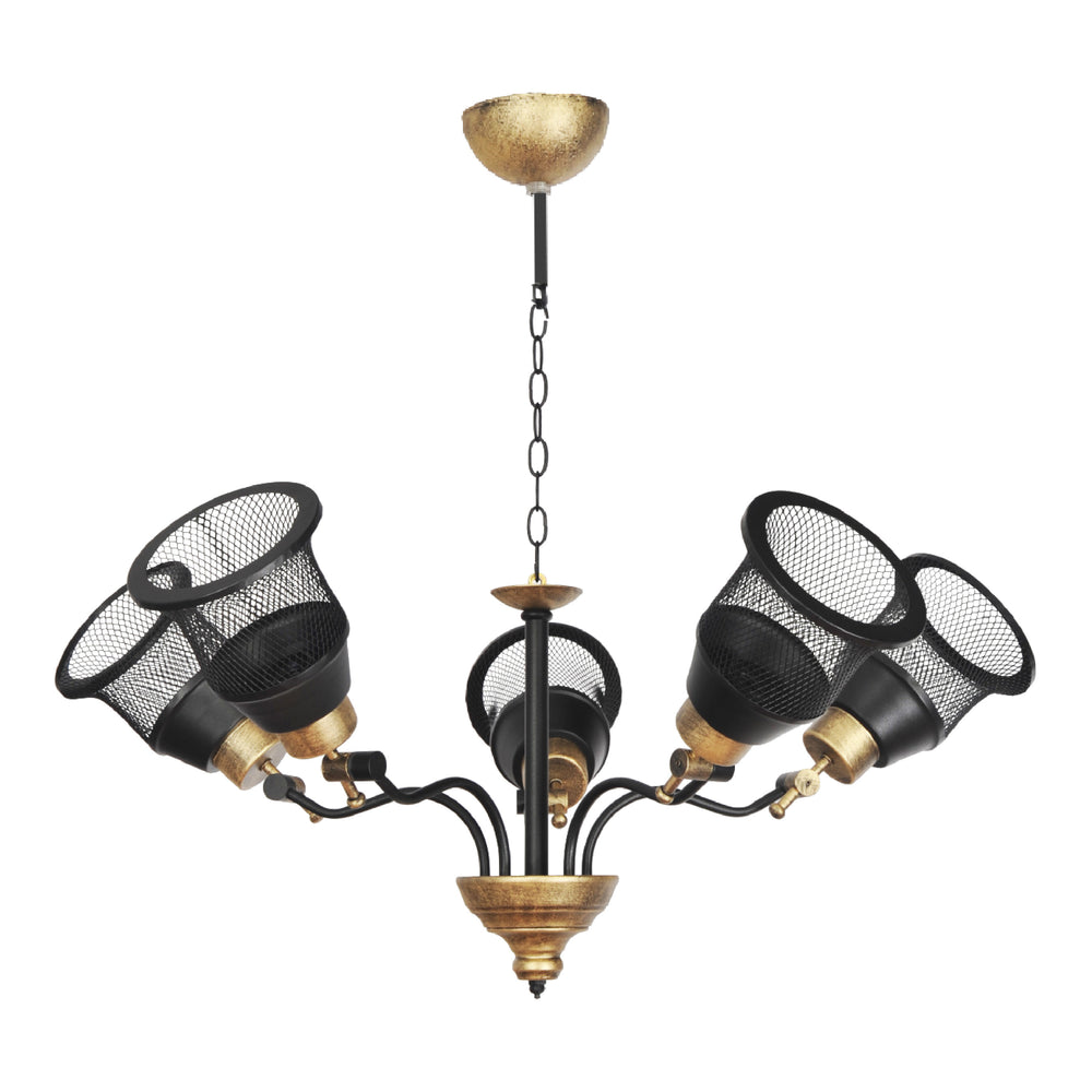 Hängeleuchte Langport 3/5-flammig Schwarz / Gold [lux.pro]