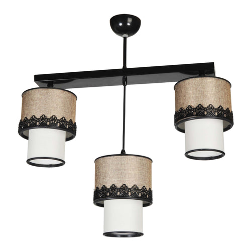 Suspension Broadstairs 61 x 57 x 20 cm 3 x E27 noir beige blanc [lux.pro]
