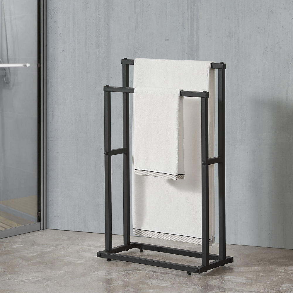 Portasciugamani con 2 barre 78 x 48 x 24 cm nero [en.casa] - premiumXL