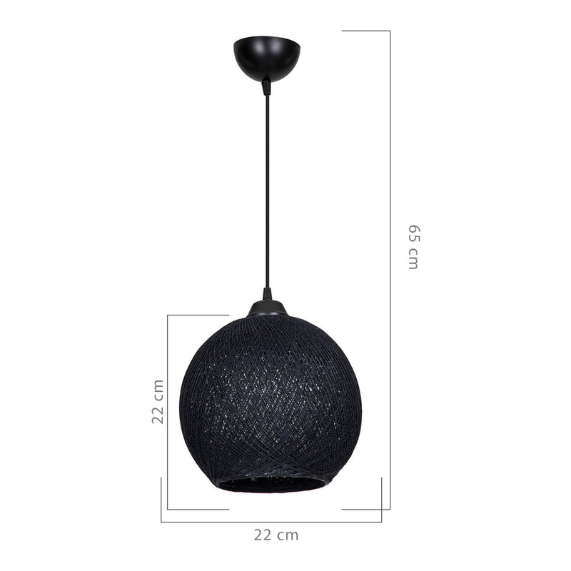 Croquis coté Suspension Lisburn corde de jute hauteur 65 cm E27 [lux.pro]
