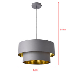 Suspension Lopar E27 60W en Métal et Textile Gris Doré [lux.pro]