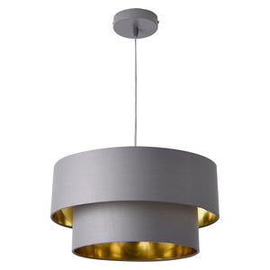 Suspension Lopar E27 60W en Métal et Textile Gris Doré [lux.pro]