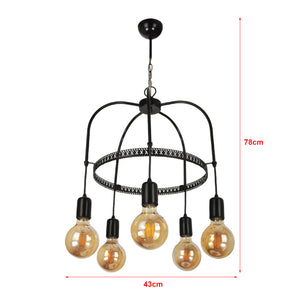 Lampadario 'Llandudno' a 3-4-5 Fonti Luce in Stile Industriale Lampada da Soffitto con Portalampada Pendenti Senza Paralumi - Vari Colori - lux.pro