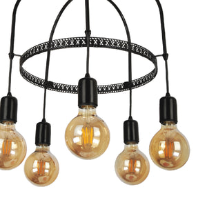 Lampadario 'Llandudno' a 3-4-5 Fonti Luce in Stile Industriale Lampada da Soffitto con Portalampada Pendenti Senza Paralumi - Vari Colori - lux.pro