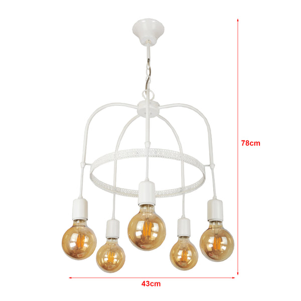 Lampadario 'Llandudno' a 3-4-5 Fonti Luce in Stile Industriale Lampada da Soffitto con Portalampada Pendenti Senza Paralumi - Vari Colori - lux.pro